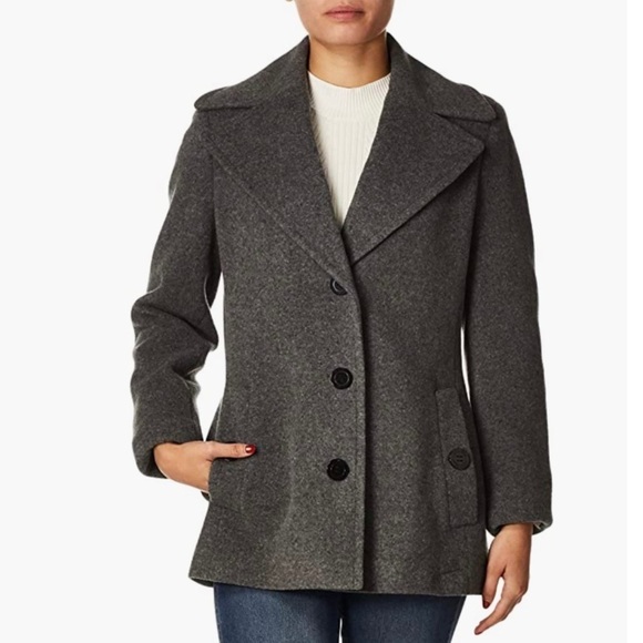 Calvin Klein Gray Wool Cashmere Peacoat Winter Dress Coat 4 Small - Picture 1 of 10